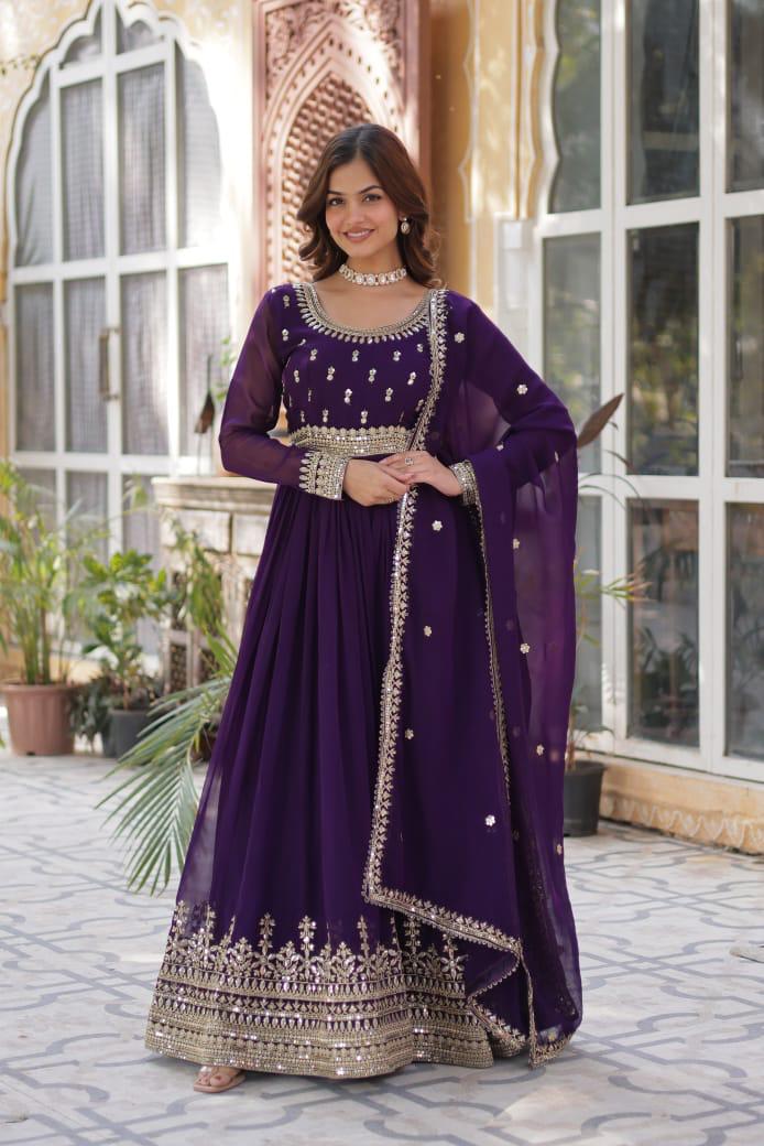 Elegant Georgette Fabric with Pearl Embroidery