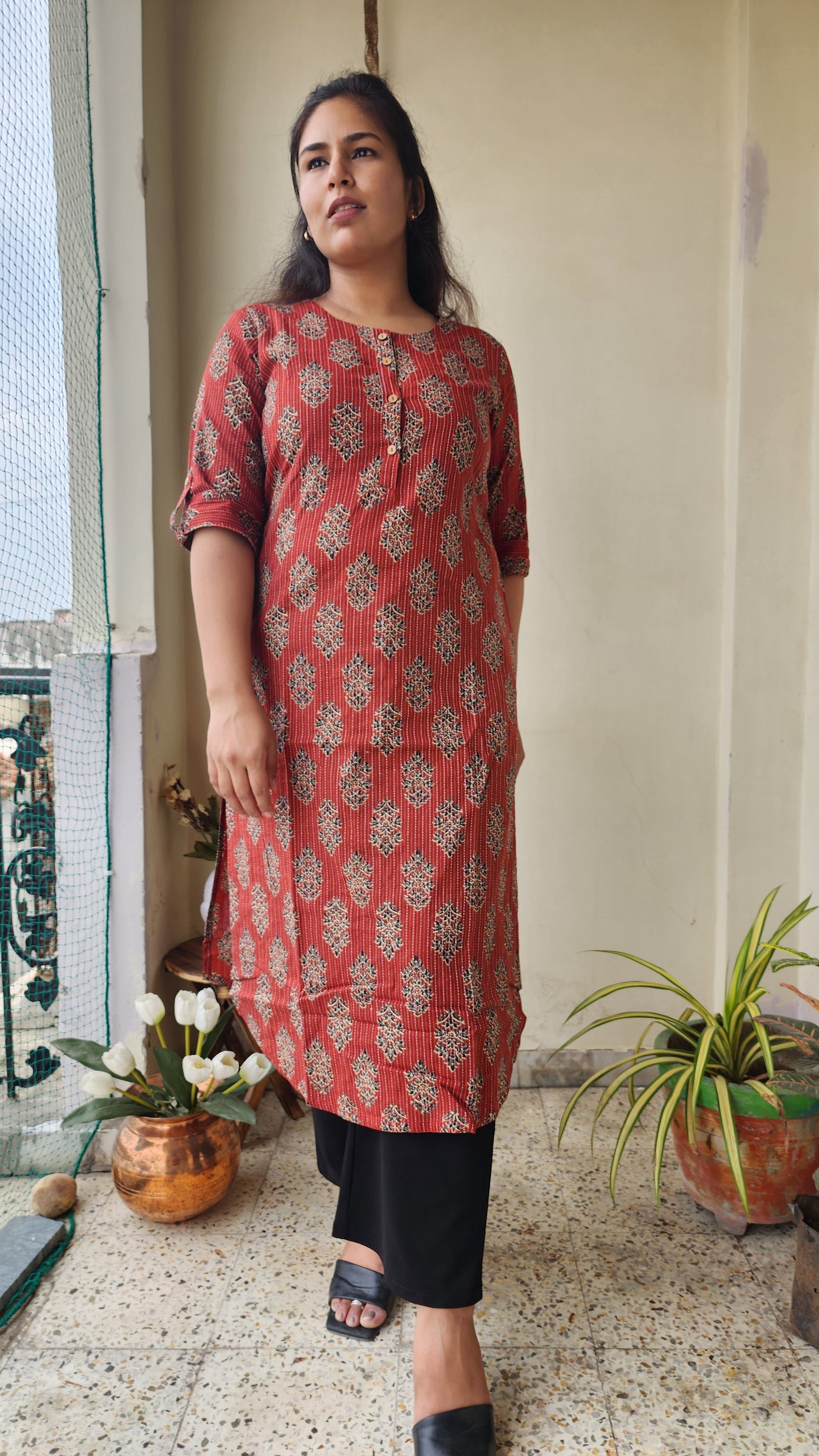 Katha Sanganeri Hand Block Cotton Kurta