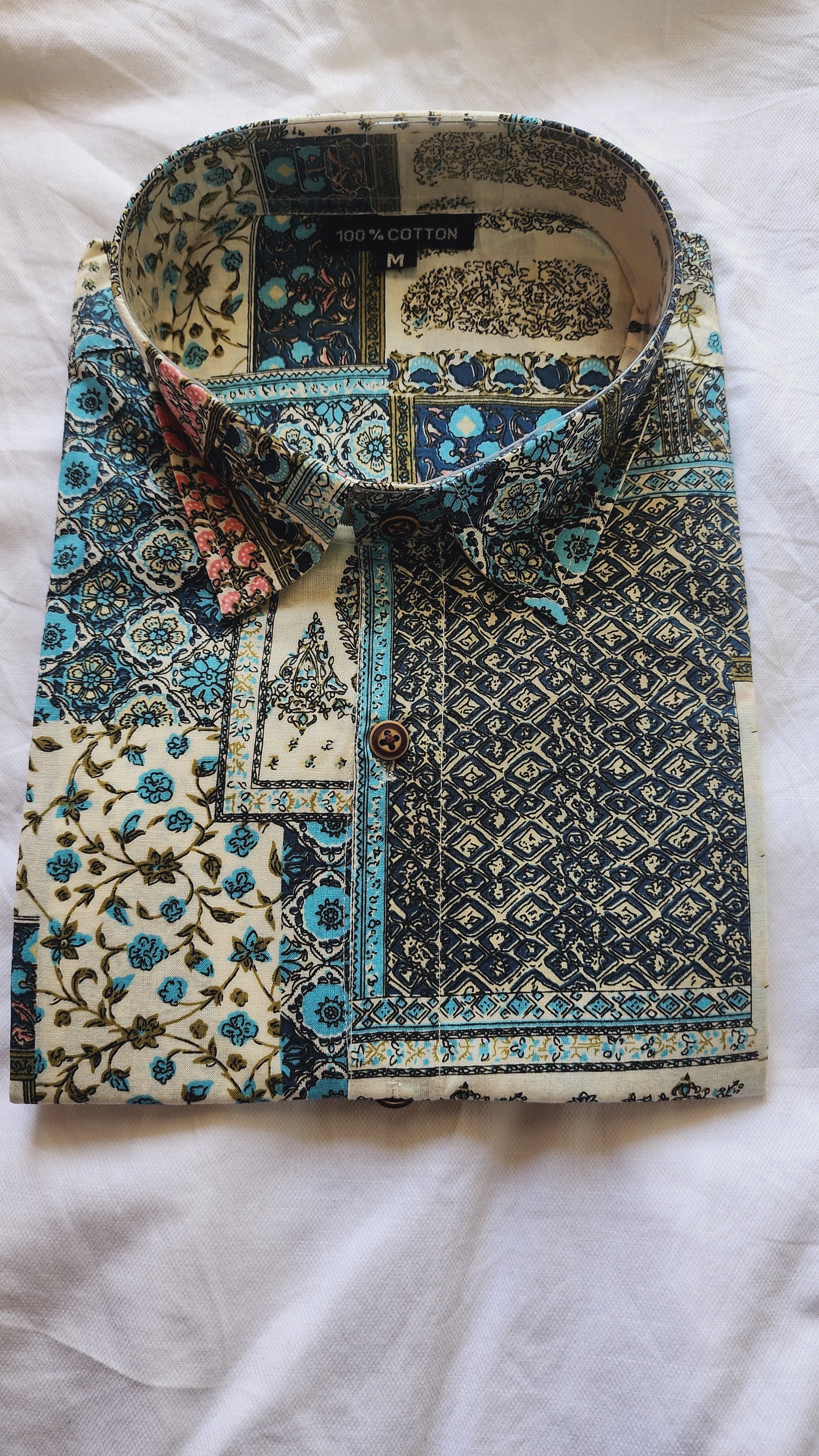 Hand Block Print Patchwork Cotton Shirt