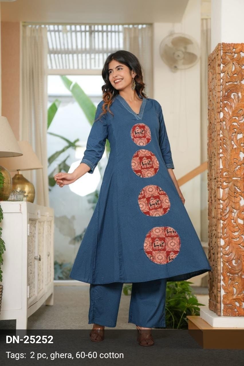 Maroon Patch Work Cotton Co-Ord Set